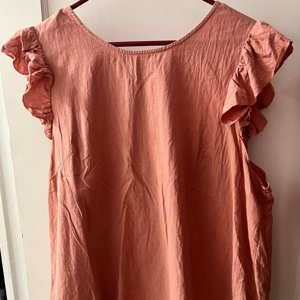 Ruffled Sleeve Coral Blouse